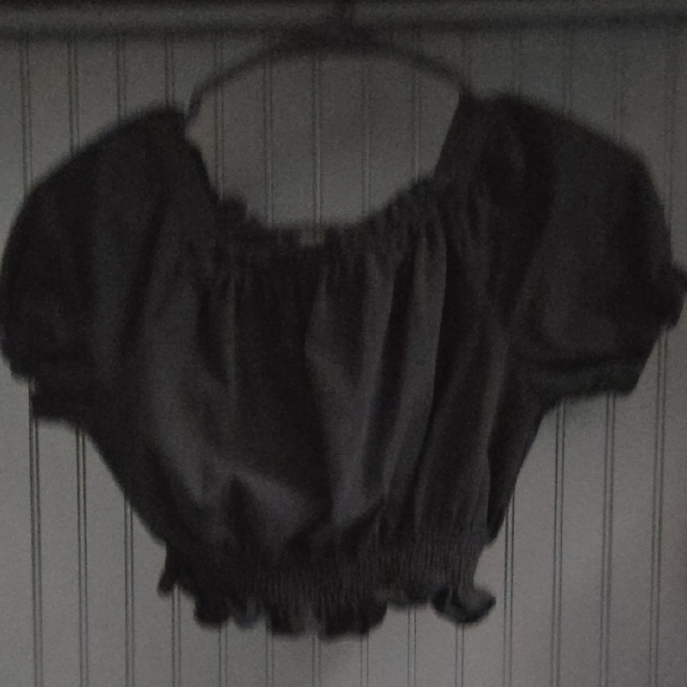 Rare Editions Black Puff Sleeve Blouse